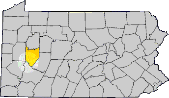Map of Pennsylvania with Armstrong County highlighted