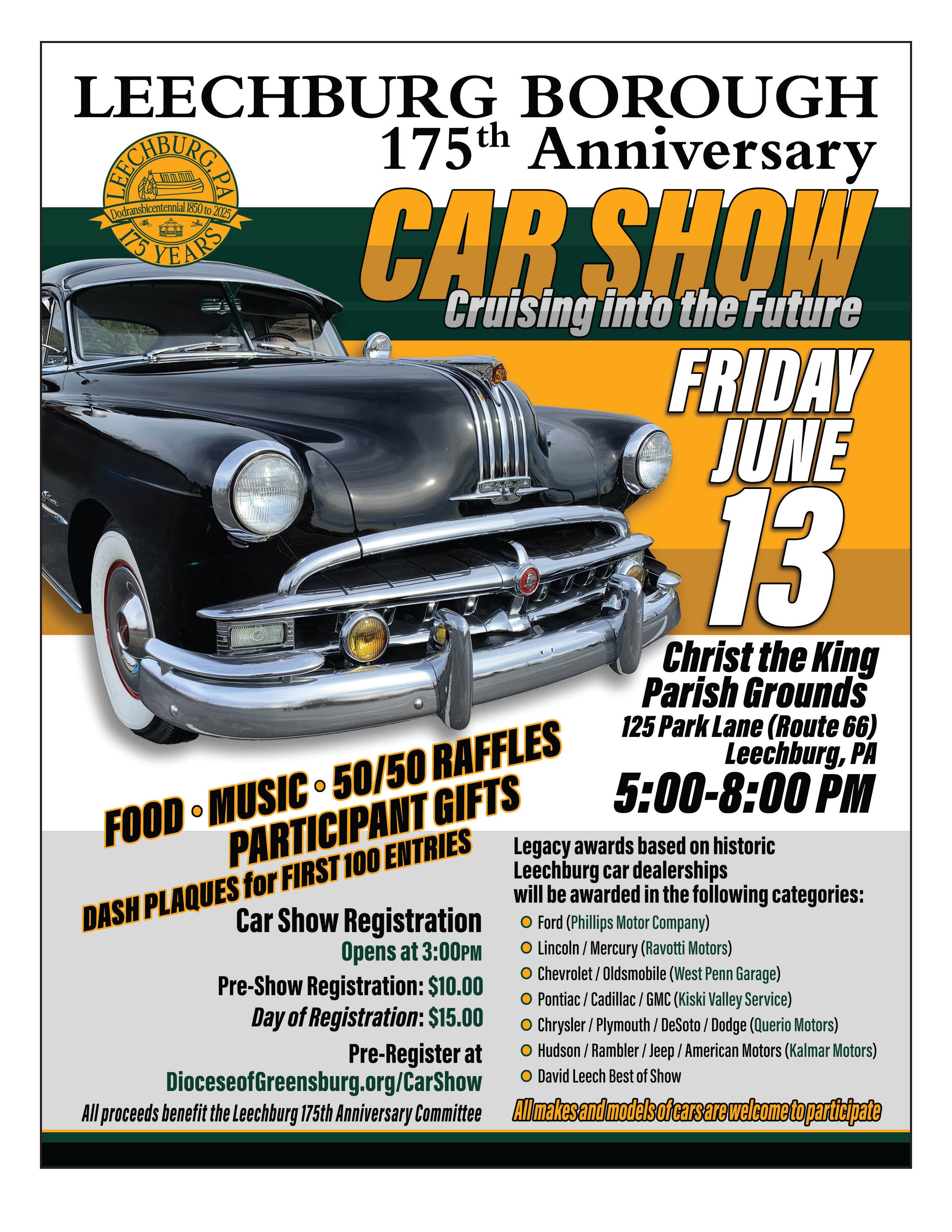 Leechburg's 175th Anniversary Car Show June 13th, 2025 Leechburg's 175th Anniversary Car Show June 13th, 2025